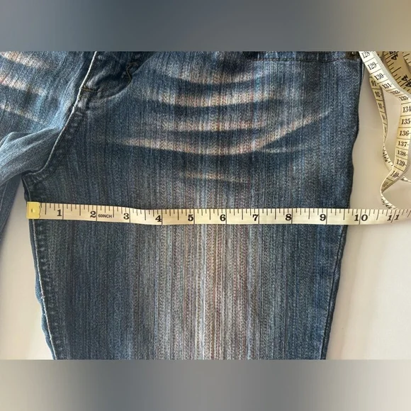 Y2K Mudd Jeans, Bootcut Flare, Striped Faded Wash, Low Rise, Women’s Size 7 - Picture 9 of 15